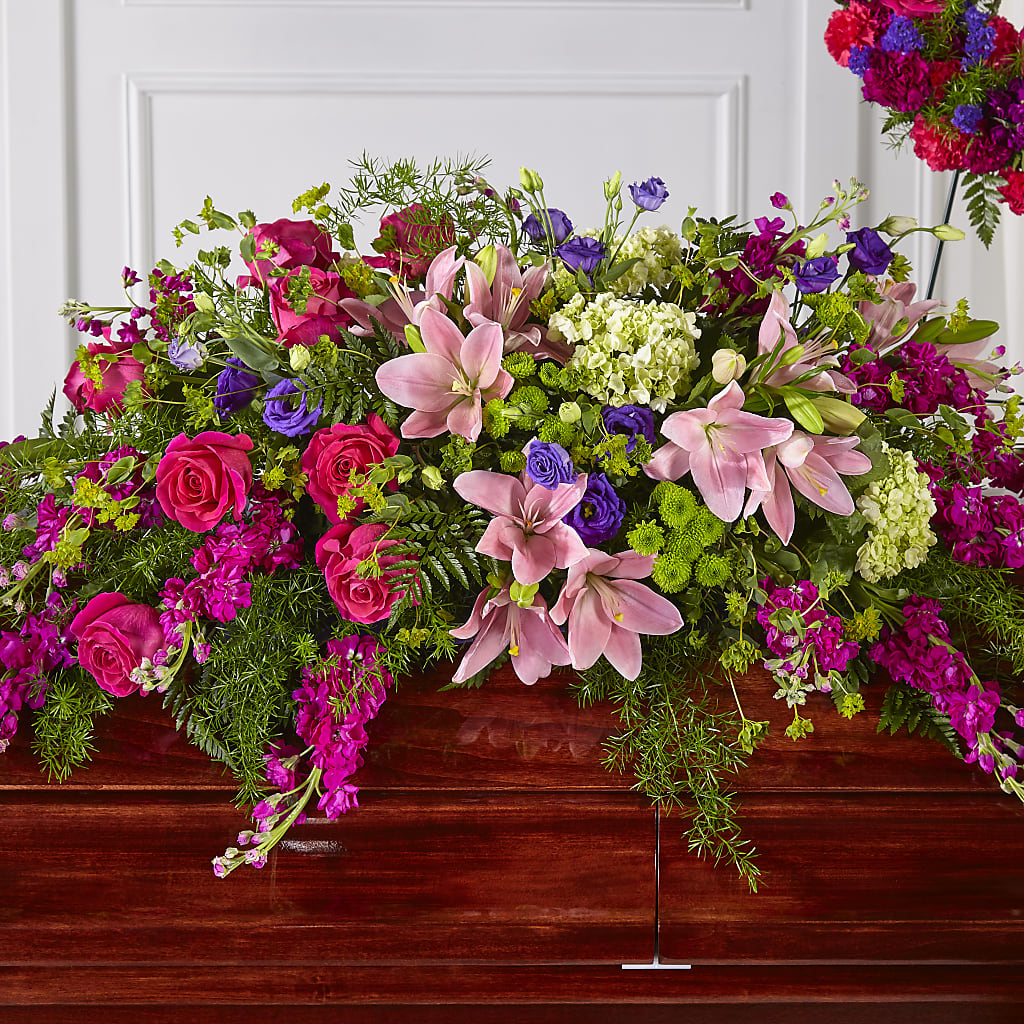 Radiant Tribute Casket Spray – Everythings Blooming Florist, San Jose CA
