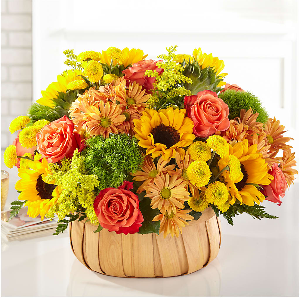 Harvest Sunflower Basket – Everythings Blooming Florist, San Jose CA