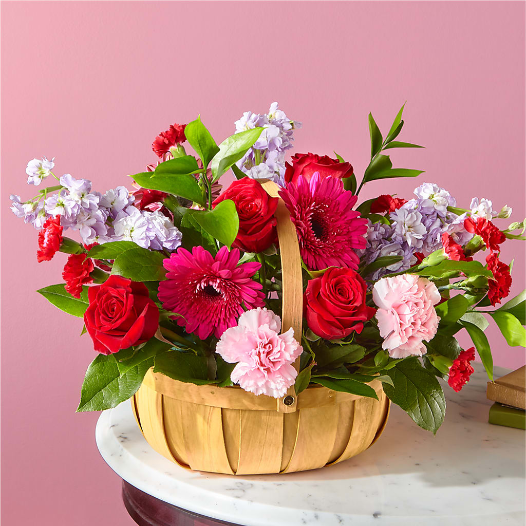 Pink Picnic Basket – Everythings Blooming Florist, San Jose CA