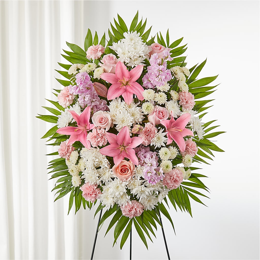 Offering Solace Standing Spray – Everythings Blooming Florist, San Jose CA