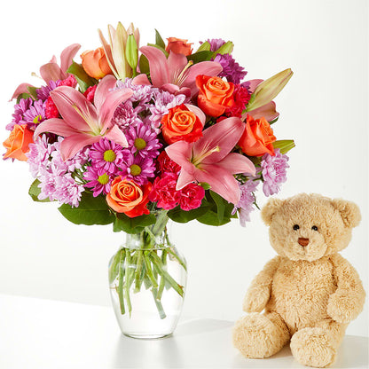 One and Only Bouquet and Bear Bundle –  Everythings Blooming Florist, San Jose CA