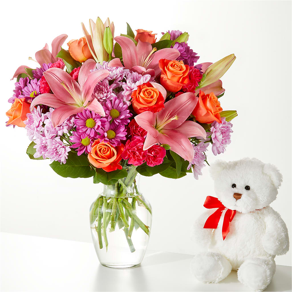 One and Only Bouquet and Bear Bundle –  Everythings Blooming Florist, San Jose CA