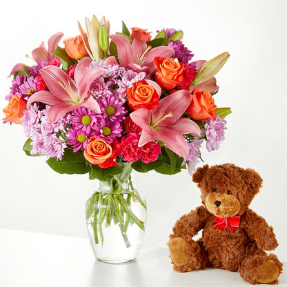 One and Only Bouquet and Bear Bundle –  Everythings Blooming Florist, San Jose CA