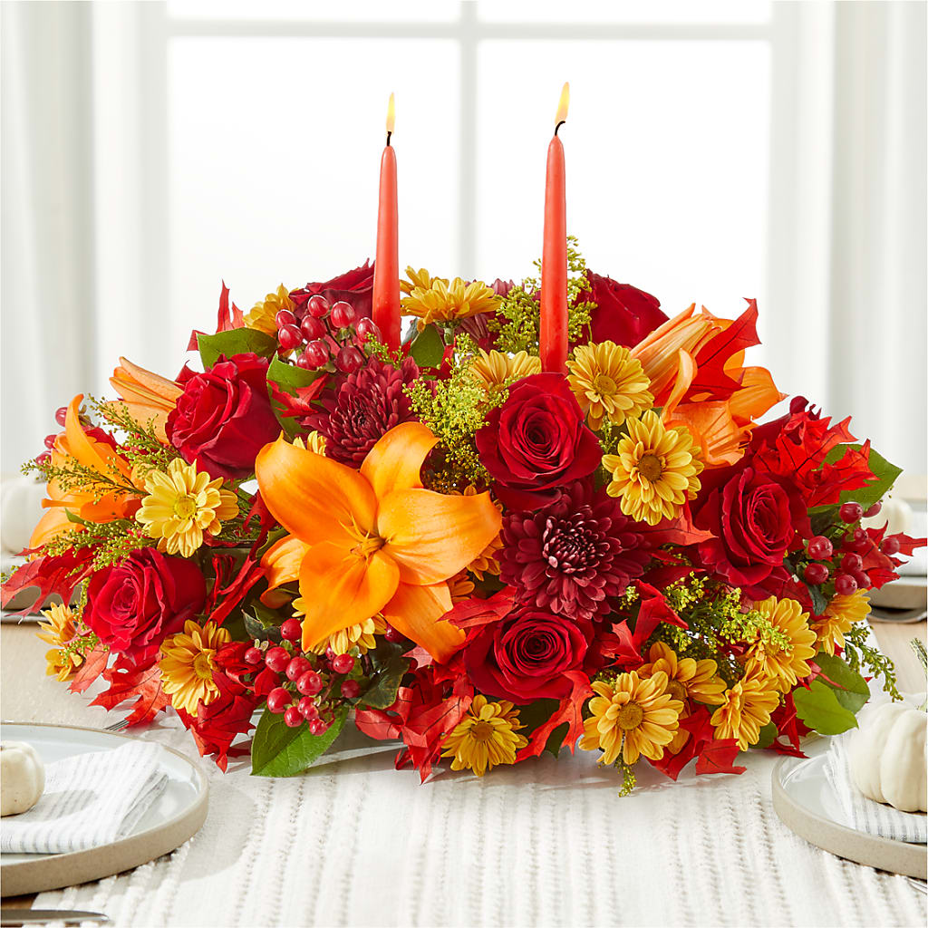 Autumn's Embrace Centerpiece –  Everythings Blooming Florist, San Jose CA